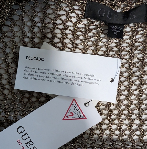 Guess Ls Savannah Lurex Ruffled Metallic Cardigan Size Medium Nwt ❤️ - Picture 8 of 9